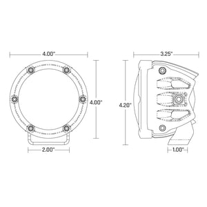 360 Series PRO SAE LED Fog Light, 4 Inch, Fog, Yellow, Pair